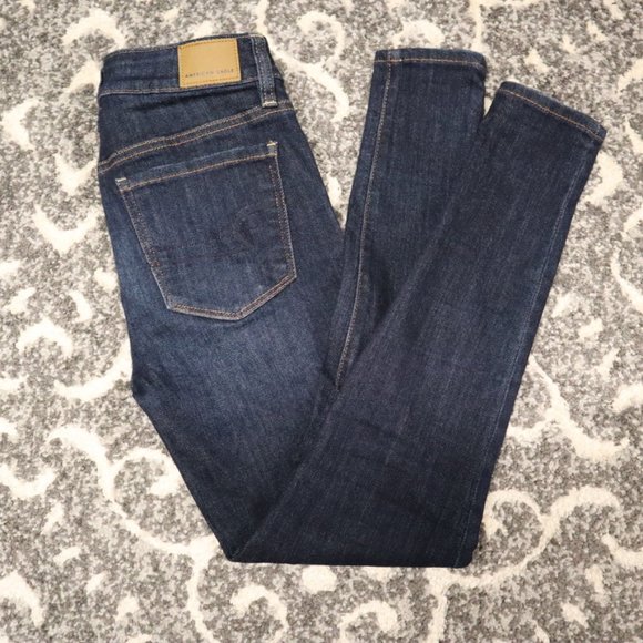American Eagle Dark Blue Wash Hi-Rise Jegging, 2 - Picture 1 of 10